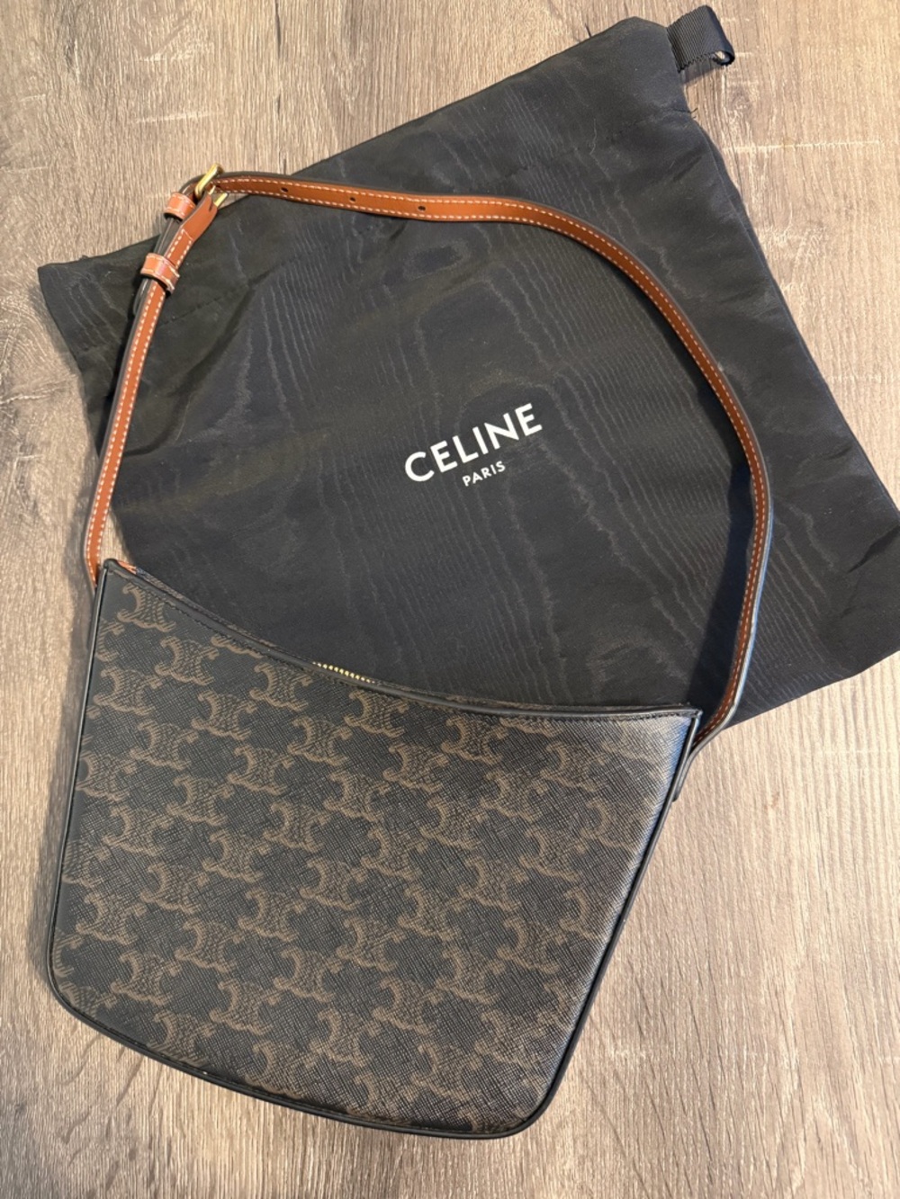 Celine Brown Triomphe Medium Croque Shoulder Bag